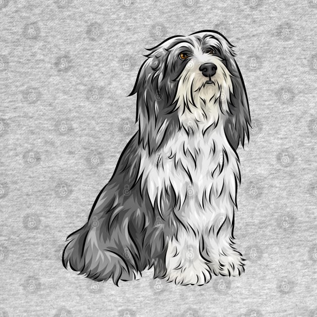 Cute Bearded Collie Dog by Shirin Illustration